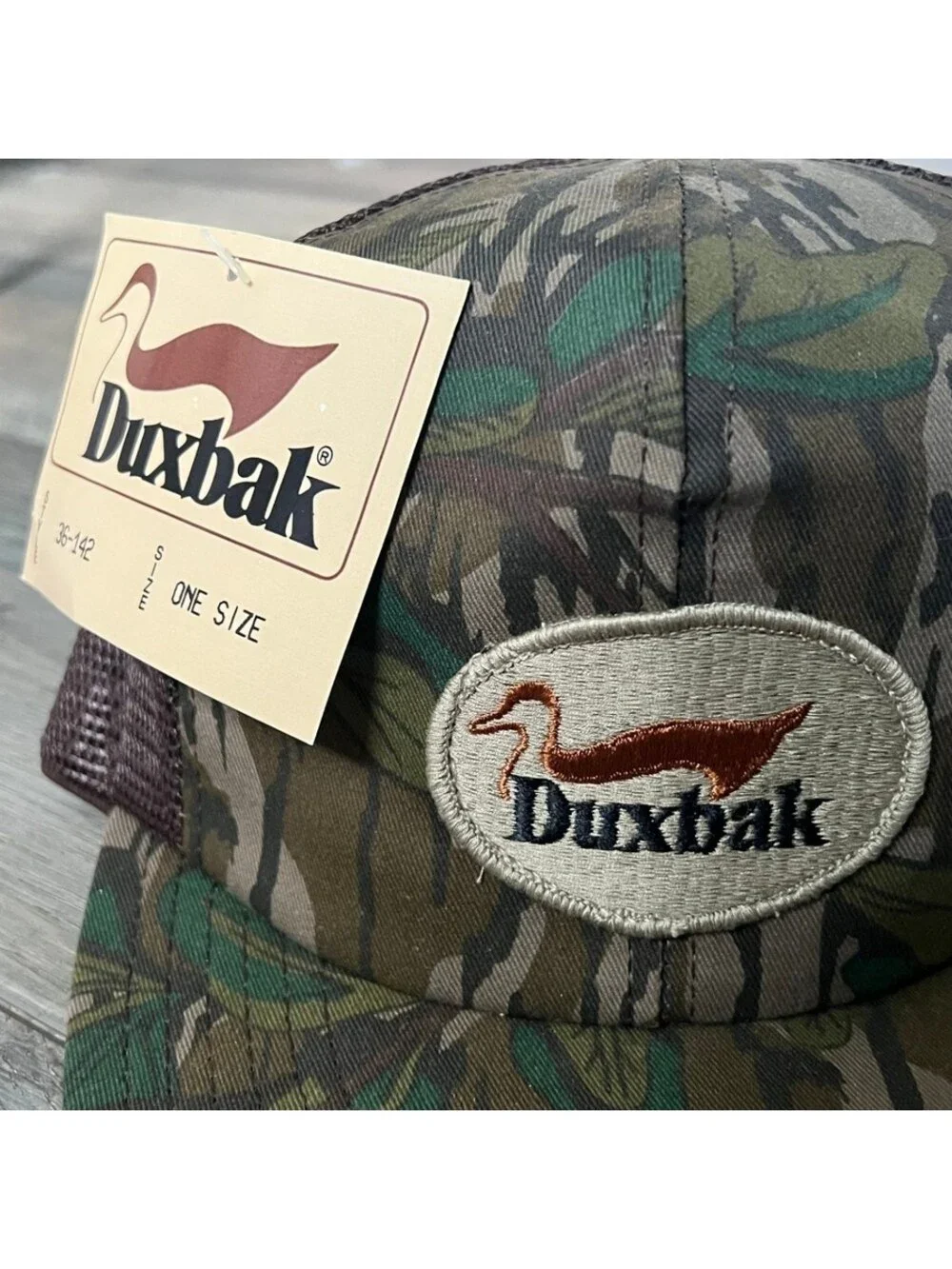 Vintage Duxbak Camo Trucker Hat One Size Snapback Meshback Hunting NEW NWT USA